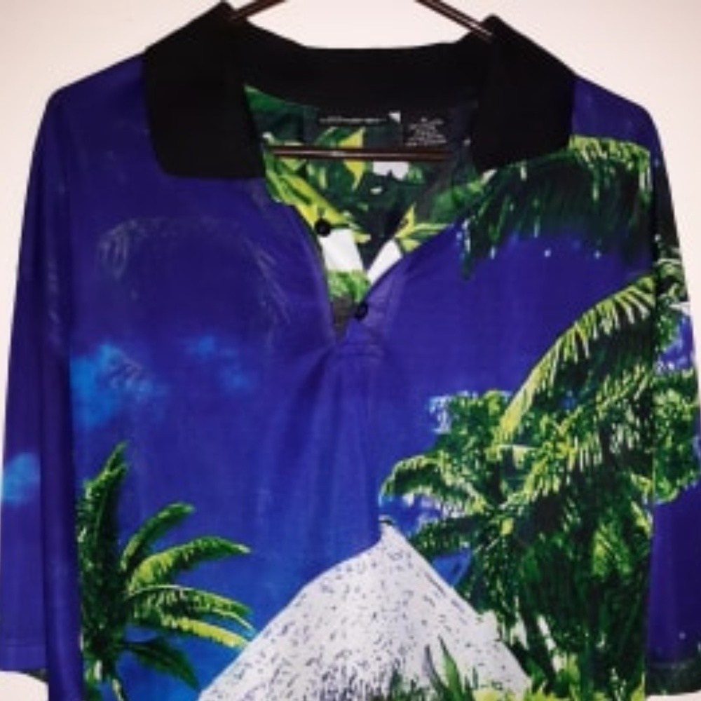 NO BOUNDARIES 100% POLYESTER  TROPICAL shirt - Picture 4 of 8